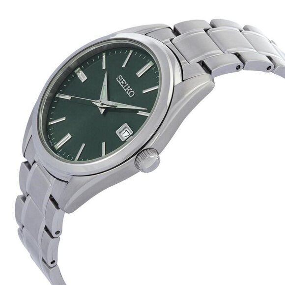 NWT Authentic Seiko Quartz Green Dial Men's Watch SUR527P1 - Picture 2 of 3